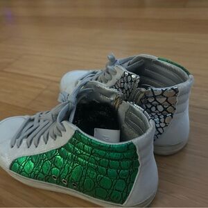 P448 Green and Silver High-Top Sneakers